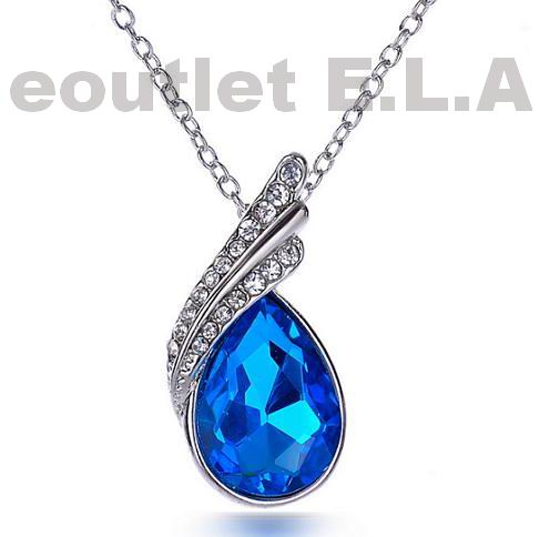 ELEGANT SWAROVSKI BLUE CRYSTAL NECKLACE